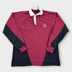 Vintage Barbarian Rugby Wear Polo Shirt Men's Large Burgundy Long Sleeve Canada